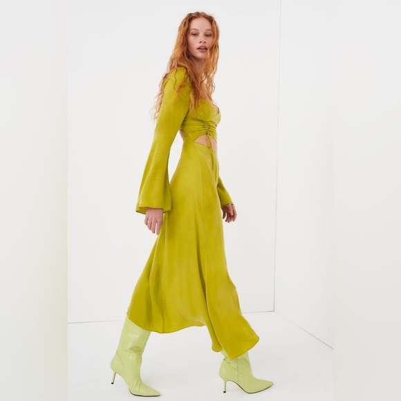 NWT For Love & Lemons Allie Midi Dress in Green size XS - Picture 3 of 9
